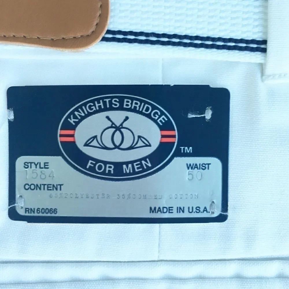 Knightsbridge White W/Belt Shorts Flat Front 50